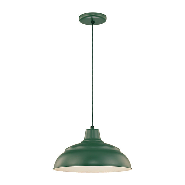 Millennium Lighting RWHC14-SG R Series Warehouse Industrial Pendant in Satin Green - 14" Diameter(Wire Guard RWG Sold Separately)