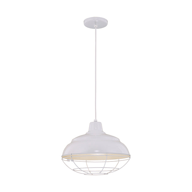 Millennium Lighting RWHC14-WH R Series Warehouse Industrial Pendant in White - 14" Diameter((Wire Guard RWG Sold Separately)