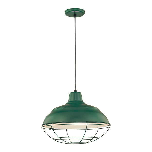 Millennium Lighting RWHC17-SG R Series Warehouse Industrial Pendant in Satin Green - 17" Diameter(Wire Guard RWG Sold Separately)