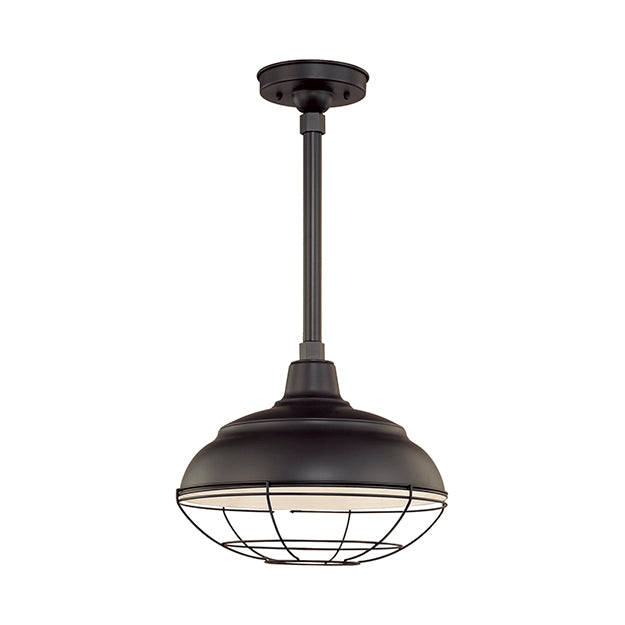 Millennium Lighting RWHS14-SB R Series 14" Diameter Industrial Satin Black Dome Shade - Dome Shade Only(May be ceiling hung with stem RS-, canopy kit RSCK and Wire Guard RWG . May be wall hung with Goose Neck RGN)