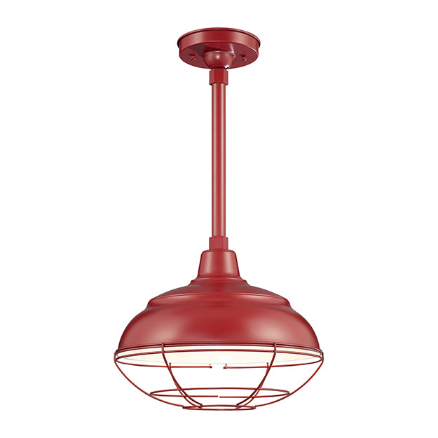 Millennium Lighting RWHS14-SR R Series 14" Diameter Industrial Satin Red Dome Shade - Dome Shade Only(May be ceiling hung with stem RS-, canopy kit RSCK and Wire Guard RWG . May be wall hung with Goose Neck RGN)