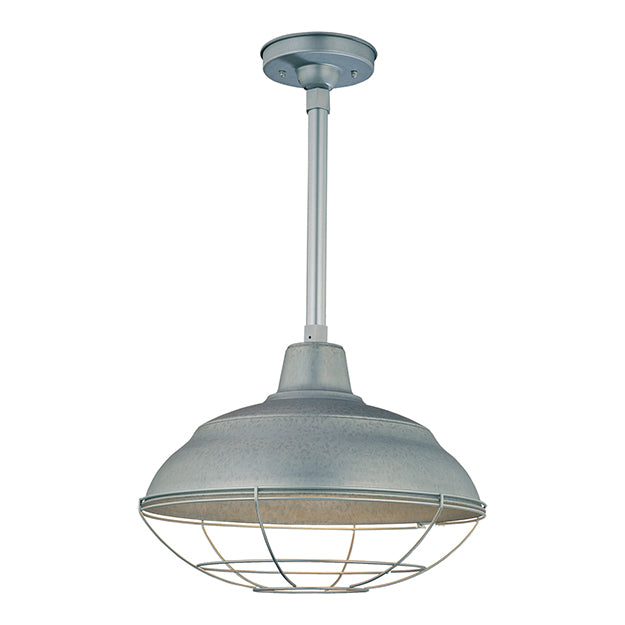 Millennium Lighting RWHS17-GA R Series 17" Diameter Industrial Galvanized Steel Dome Shade - Dome Shade Only(May be ceiling hung with stem RS-, canopy kit RSCK and Wire Guard RWG . May be wall hung with Goose Neck RGN)