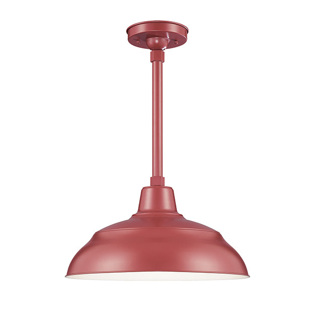 Millennium Lighting RWHS17-SR R Series 17" Diameter Industrial Satin Red Dome Shade - Dome Shade Only(May be ceiling hung with stem RS-, canopy kit RSCK and Wire Guard RWG . May be wall hung with Goose Neck RGN)