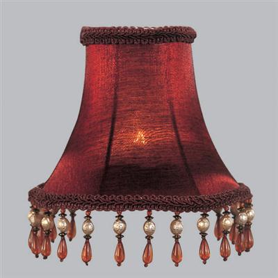 LIVEX Lighting S158 Red Silk Bell Clip Shade with Amber Beads