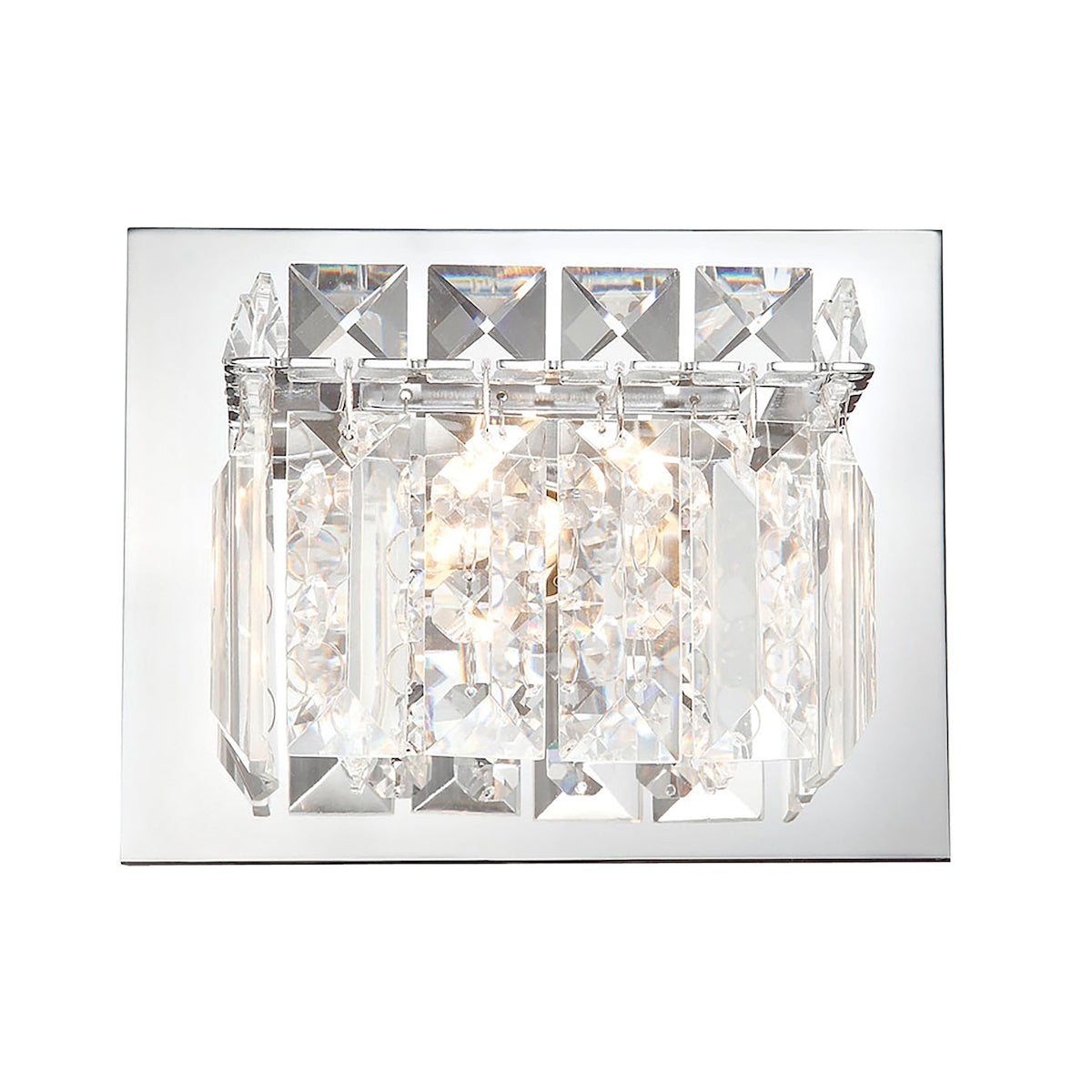 ELK Lighting BV1001-0-15 Crown 1-Light Vanity Sconce in Chrome with Clear Crystal