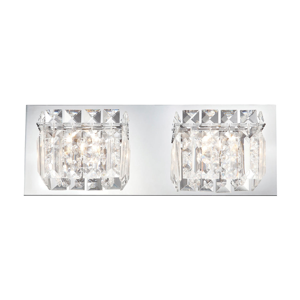ELK Lighting BV1002-0-15 Crown 2-Light Vanity Sconce in Chrome with Clear Crystal