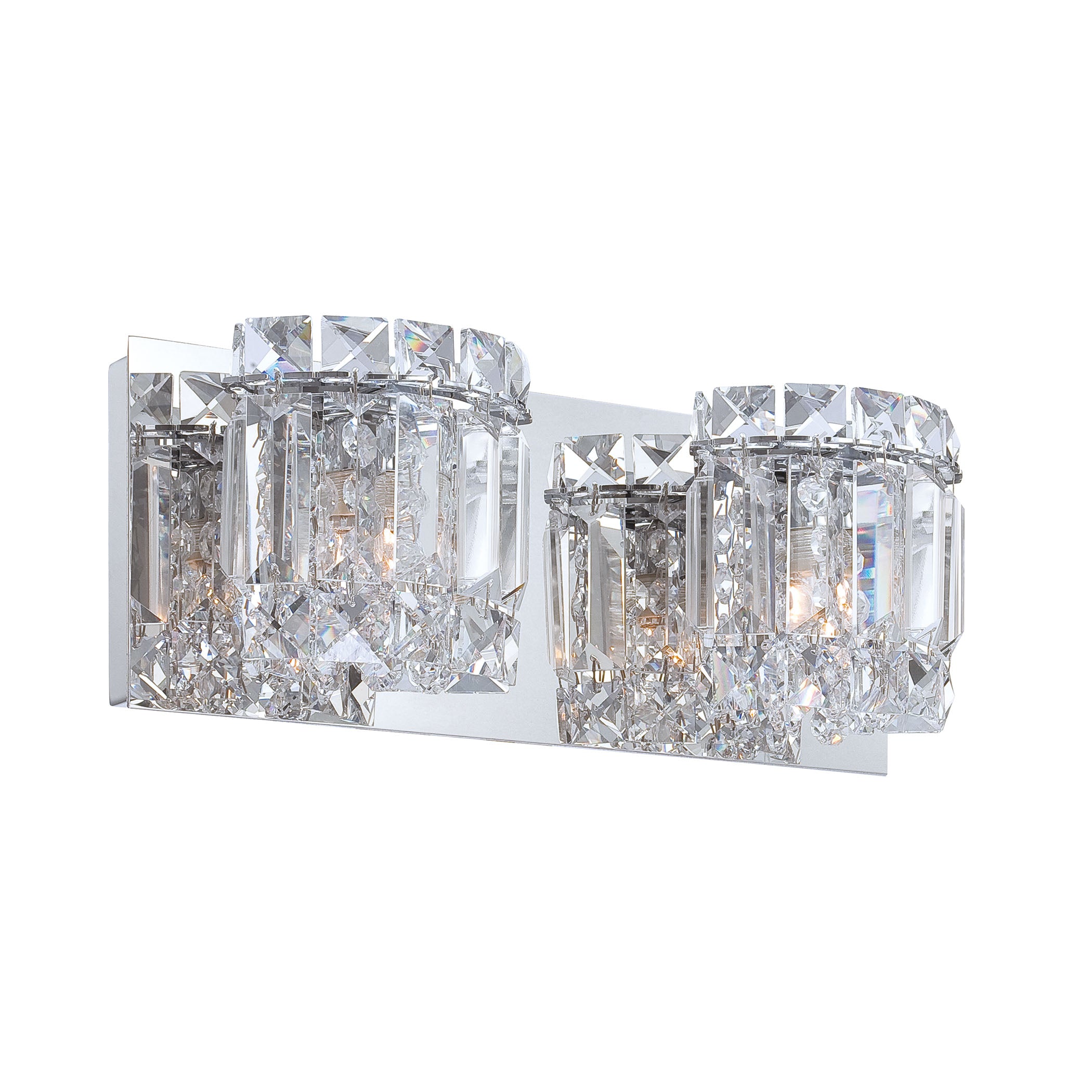 ELK Lighting BV1322-0-15 Dutchess 2-Light Vanity Sconce in Chrome with Clear Crystal Strand Shades