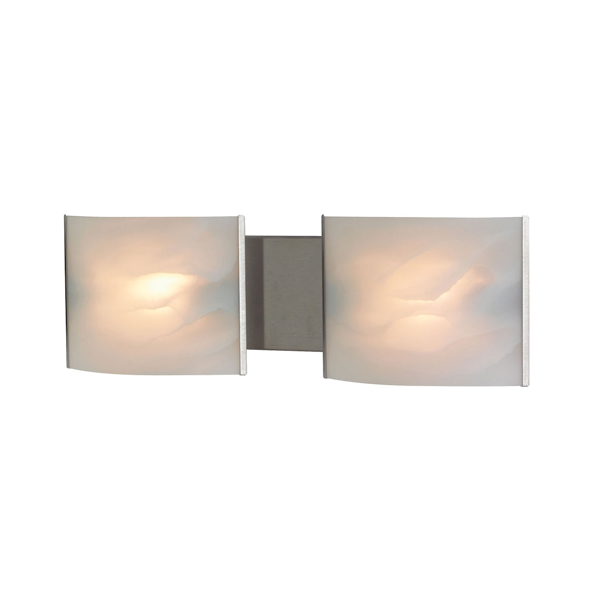 ELK Lighting BV712-6-16 Pannelli 2-Light Vanity Sconce in Stainless Steel with Hand-formed White Alabaster Glass