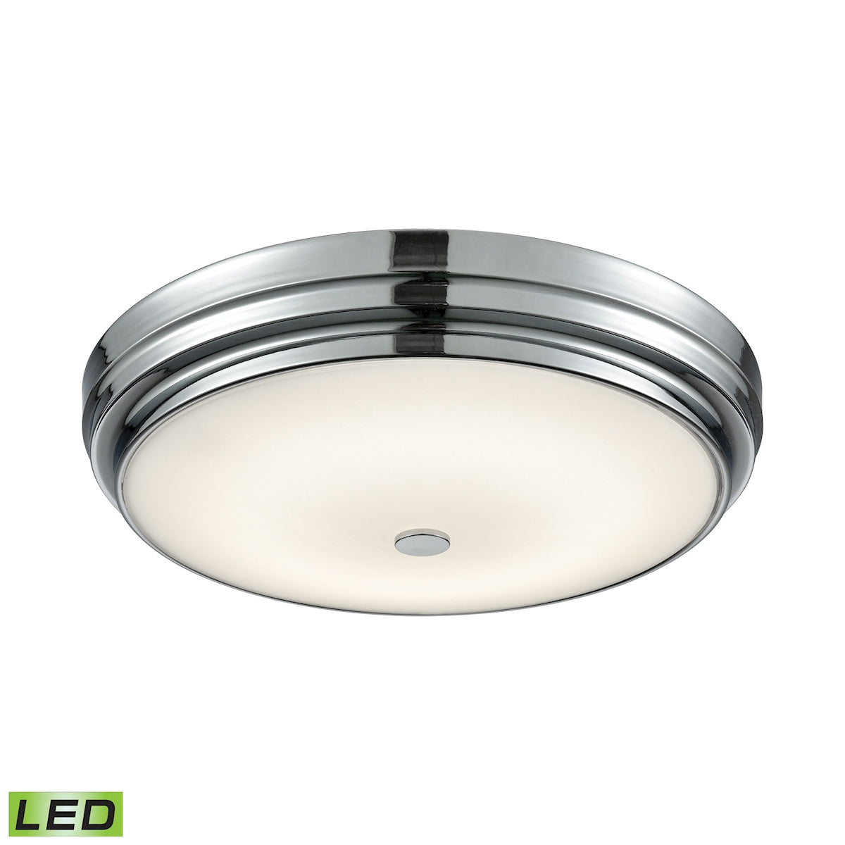 ELK Lighting FML4750-10-15 Garvey 1-Light Round Flush Mount in Chrome with Opal Glass Diffuser - Integrated LED - Large