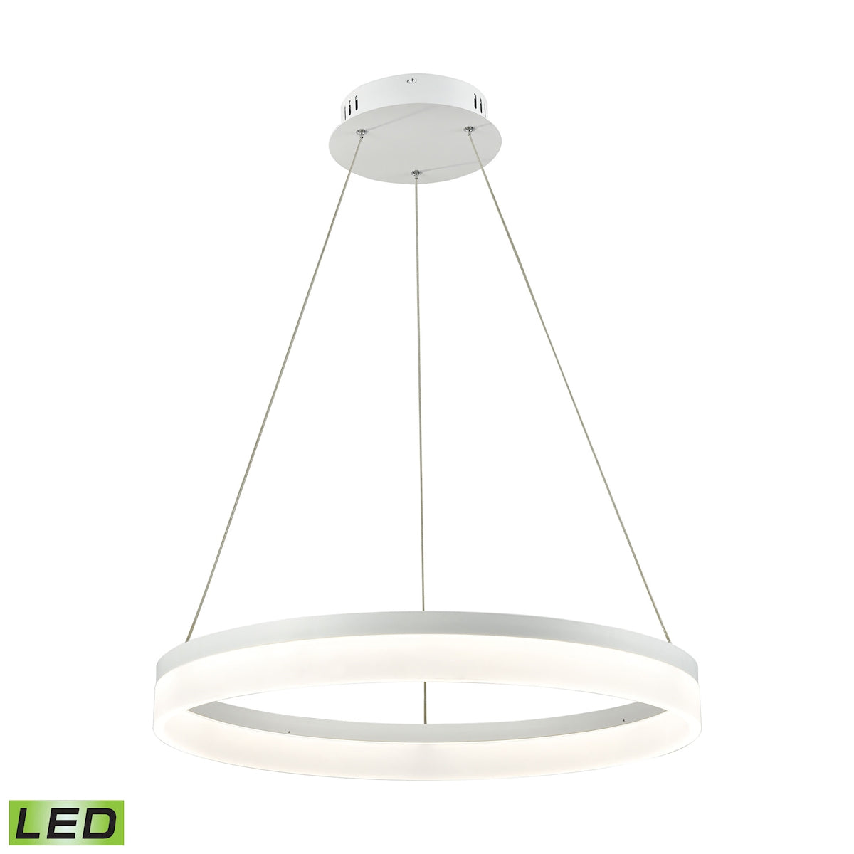 ELK Lighting LC2301-N-30 Cycloid 1-Light Chandelier in Matte White with Acrylic Diffuser - Integrated LED - Medium