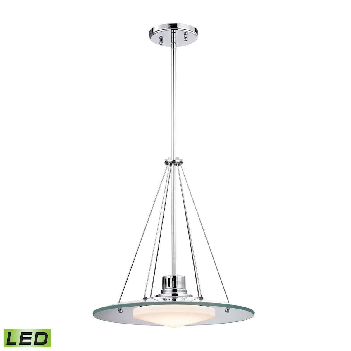 ELK Lighting LC414-PW-80 Tribune 1-Light Pendant in Chrome with Opal Glass - Integrated LED
