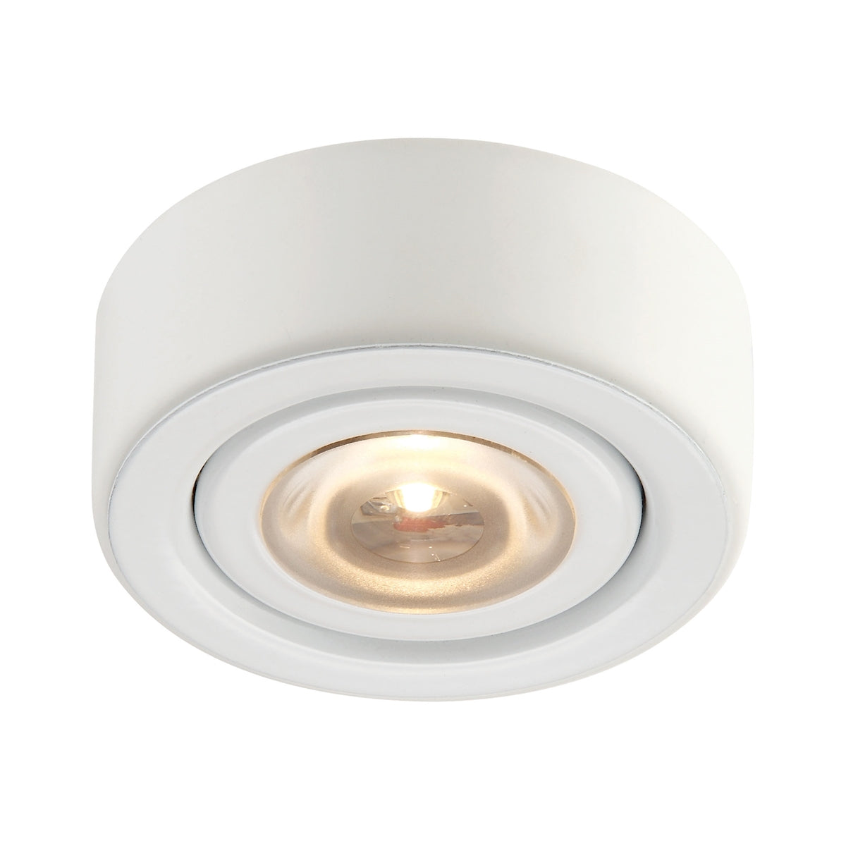 ELK Lighting MLE-101-30 Eco 1-Light Puck Light in White with Clear Glass Diffuser - Integrated LED