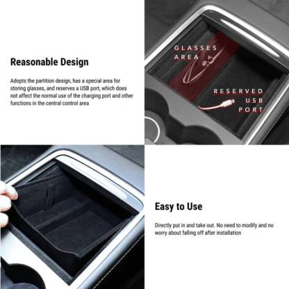 TESEVO Center Console Organizer Tray with Sunglass Holder for Model 3/Y-TESEVO