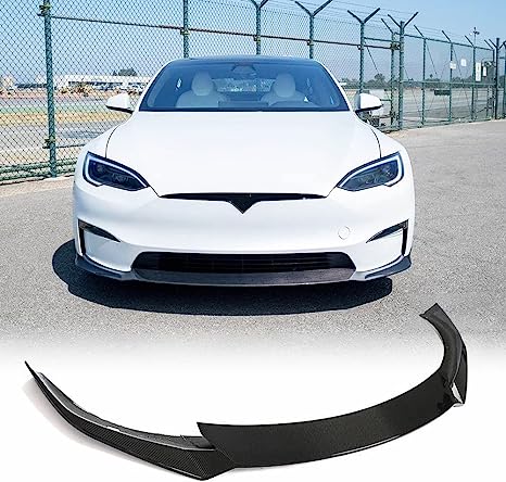 Front Lip Spoiler for Tesla Model S 2021-2023 Real Carbon Fiber REVOZPORT Style-TESEVO