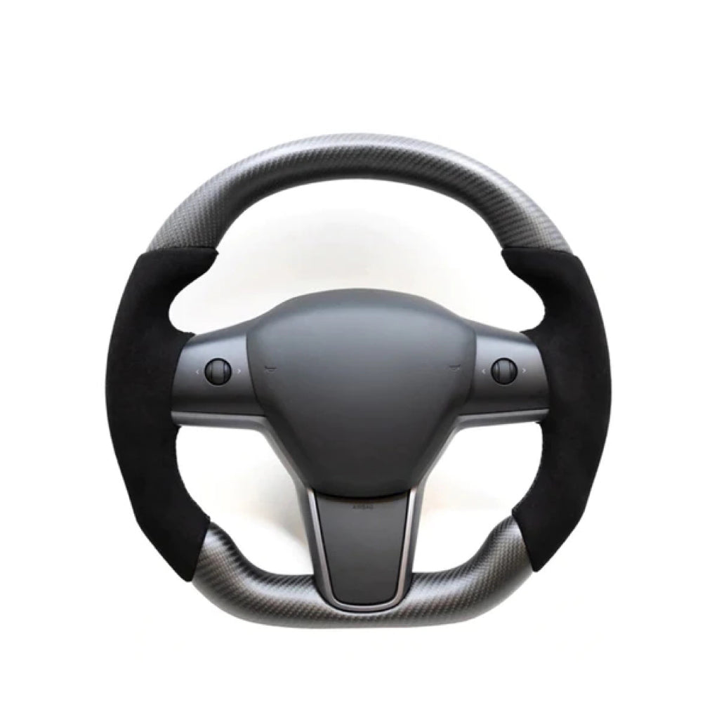 Steering Wheel for Model 3 / Y Alcantara Carbon Fiber 【Style 14】-TESEVO