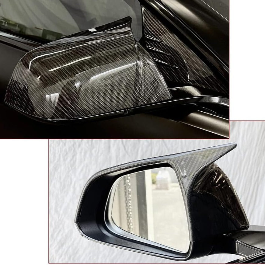 Real Carbon Fiber Mirror Caps for Tesla Model S 2021-2023 Bullhorn Style-TESEVO