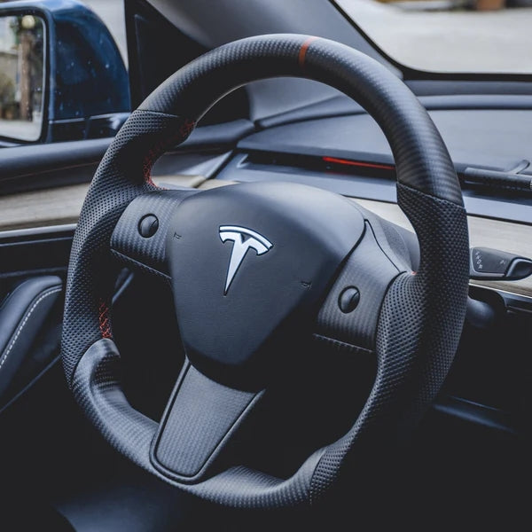 TESEVO Sport Carbon Fiber Steering Wheel for Tesla Model 3/Y 【Style 25】