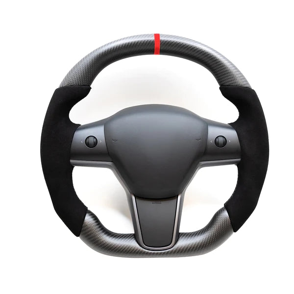 Steering Wheel for Model 3 / Y Alcantara Carbon Fiber 【Style 14】-TESEVO