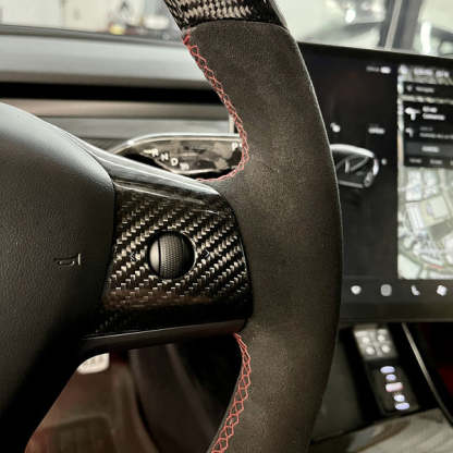 Steering Wheel for Model 3 / Y Alcantara Carbon Fiber 【Style 14】-TESEVO