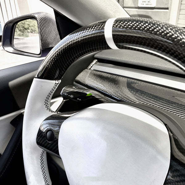 Steering Wheel for Model 3 / Y Round Carbon Fiber  【Style 11】-TESEVO