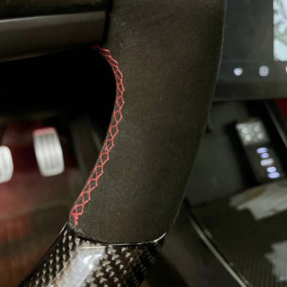 Steering Wheel for Model 3 / Y Alcantara Carbon Fiber 【Style 15】-TESEVO