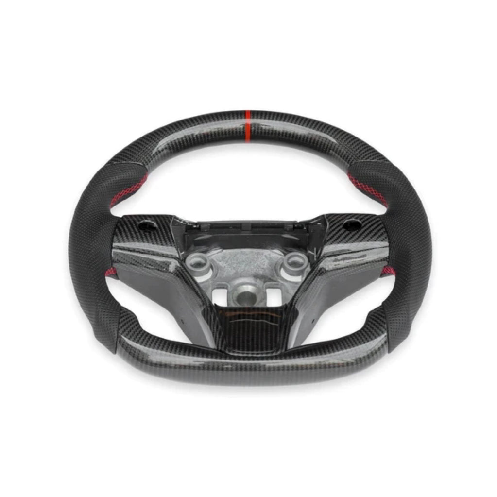 TESEVO Sport Carbon Fiber Steering Wheel for Tesla Model 3/Y 【Style 25】