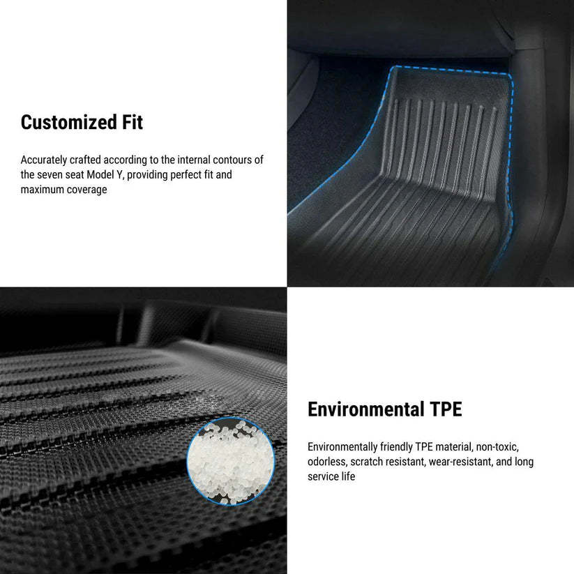All Weather TPE Floor Mats for Tesla Model Y 7 Seats 2020-2023 [Left Rudder]-TESEVO