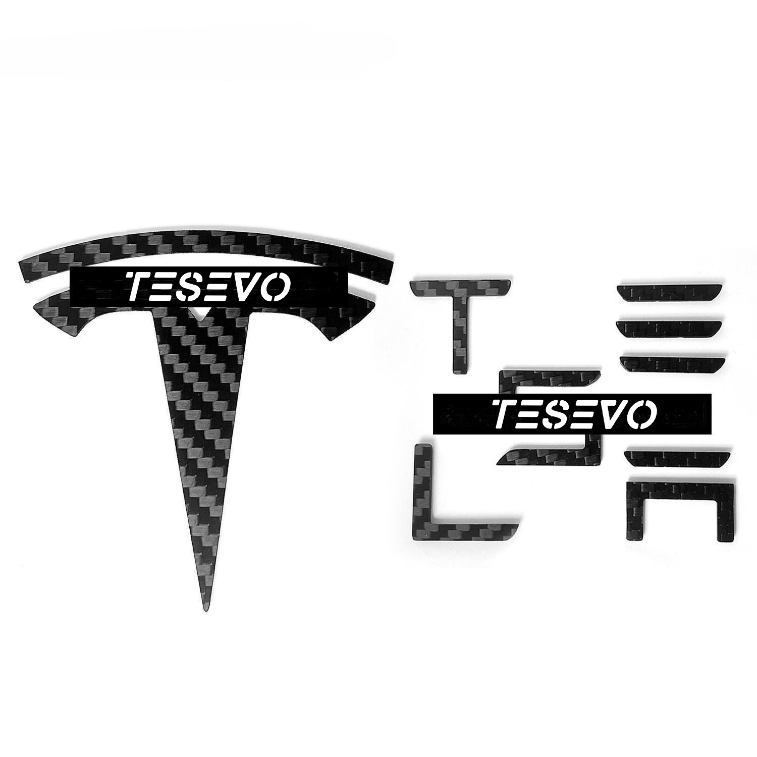 TESEVO Real Carbon Fiber Logo Cover for Model 3 / Y-TESEVO