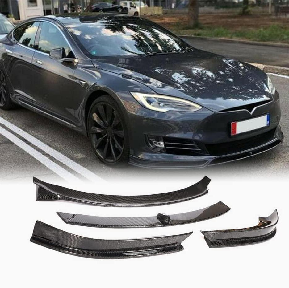 TESEVO Real Carbon Fiber Three-Stage Front Lip for Model S-TESEVO