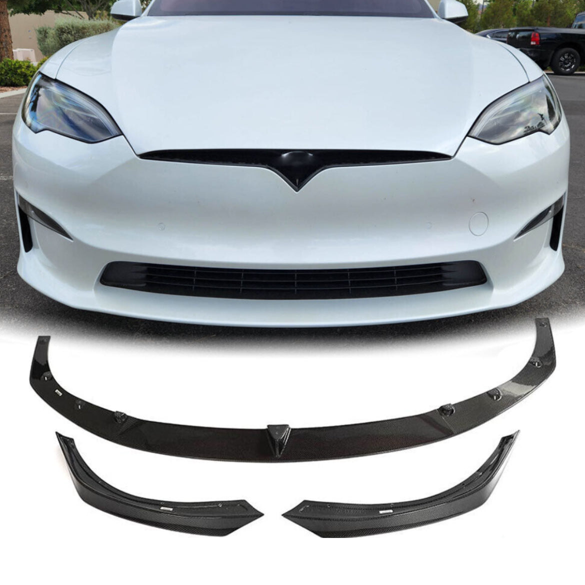 Front Lip Spoiler for Tesla Model S 2021-2023 Real Carbon Fiber-TESEVO