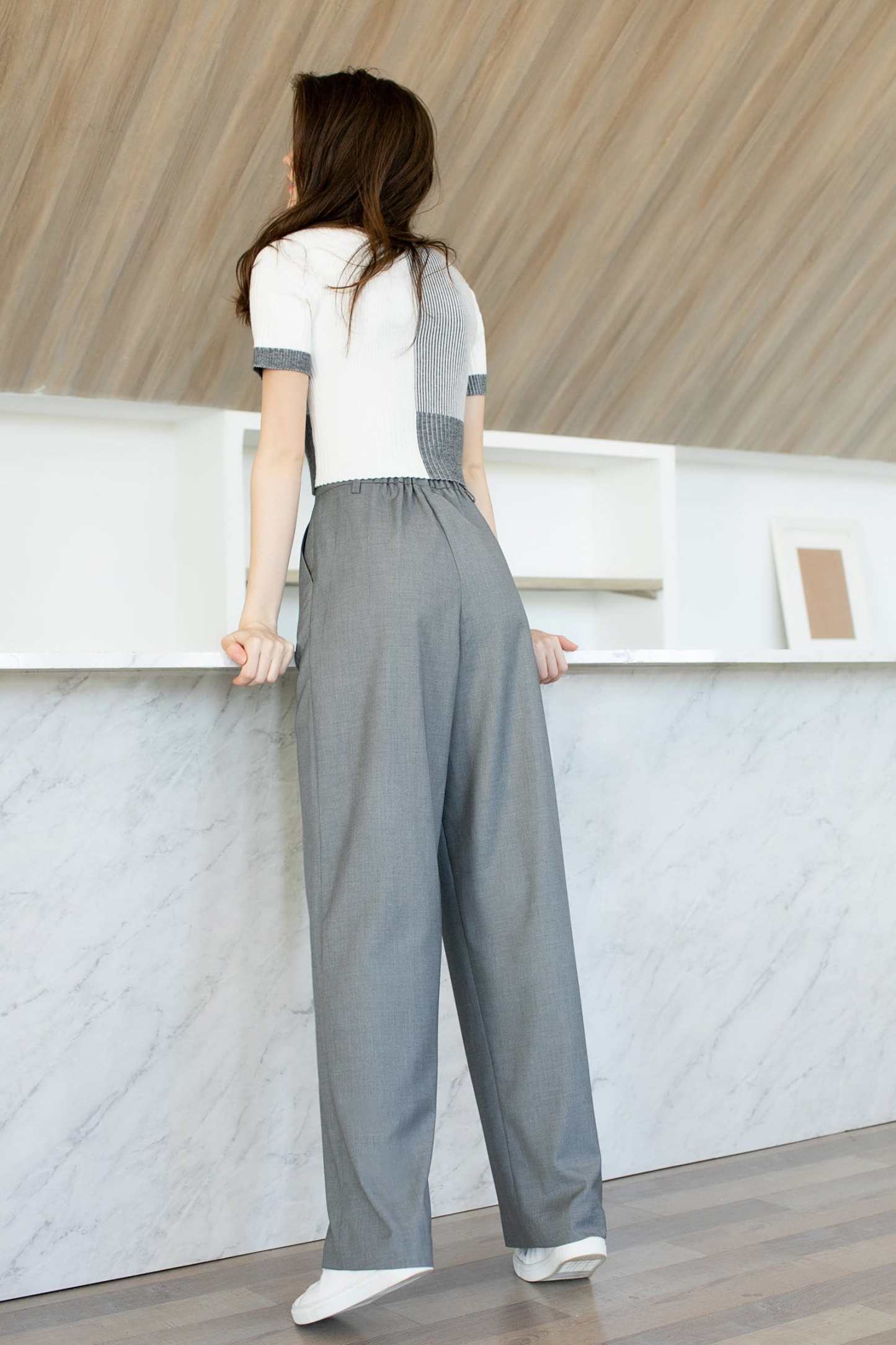 Business Essential Grey Wide Slacks