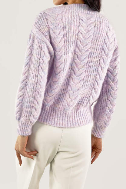 Plum V-Neck Long Sleeve Cardigan