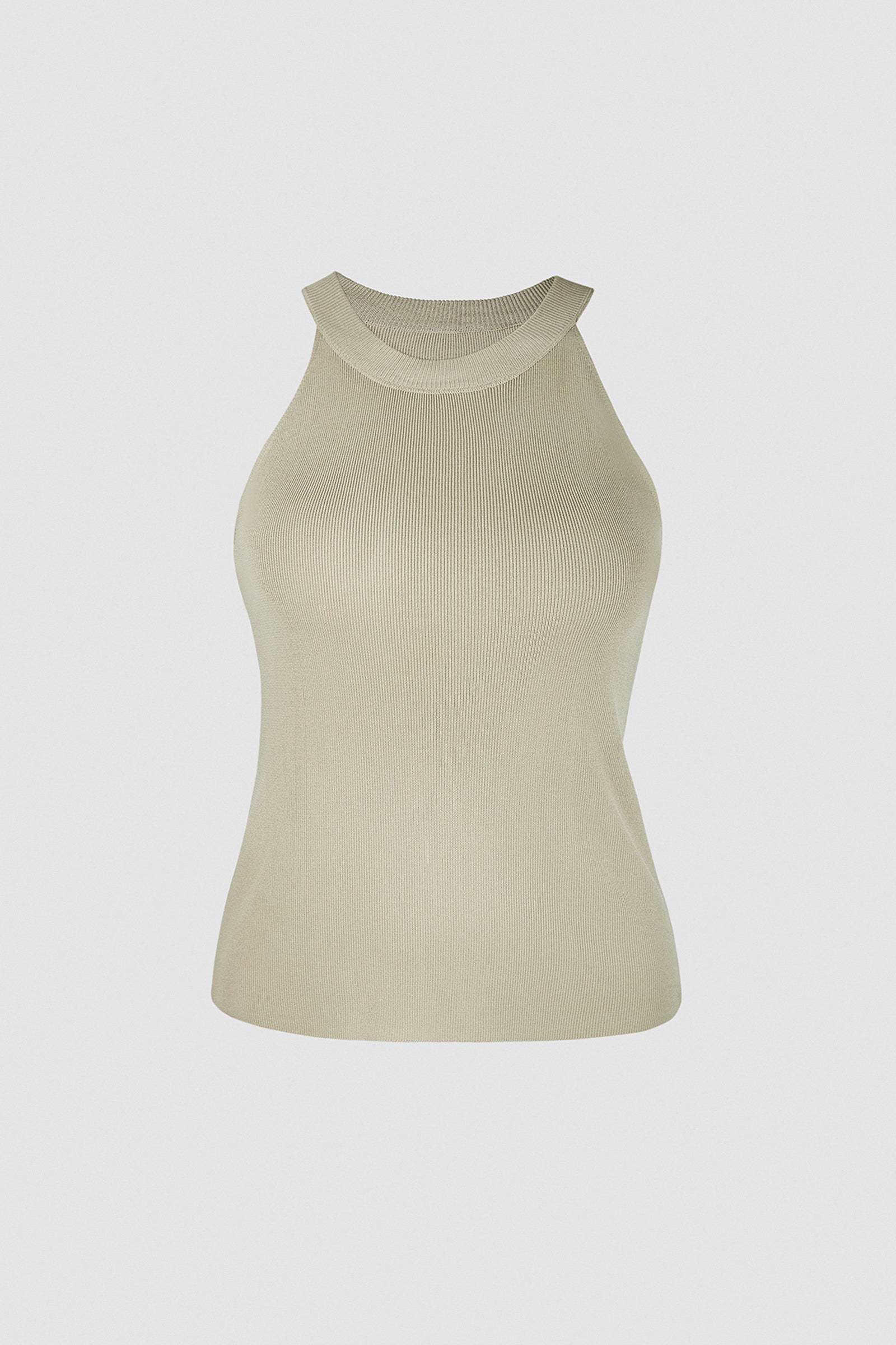 Tan Halterneck Knitted Longline Tank Top