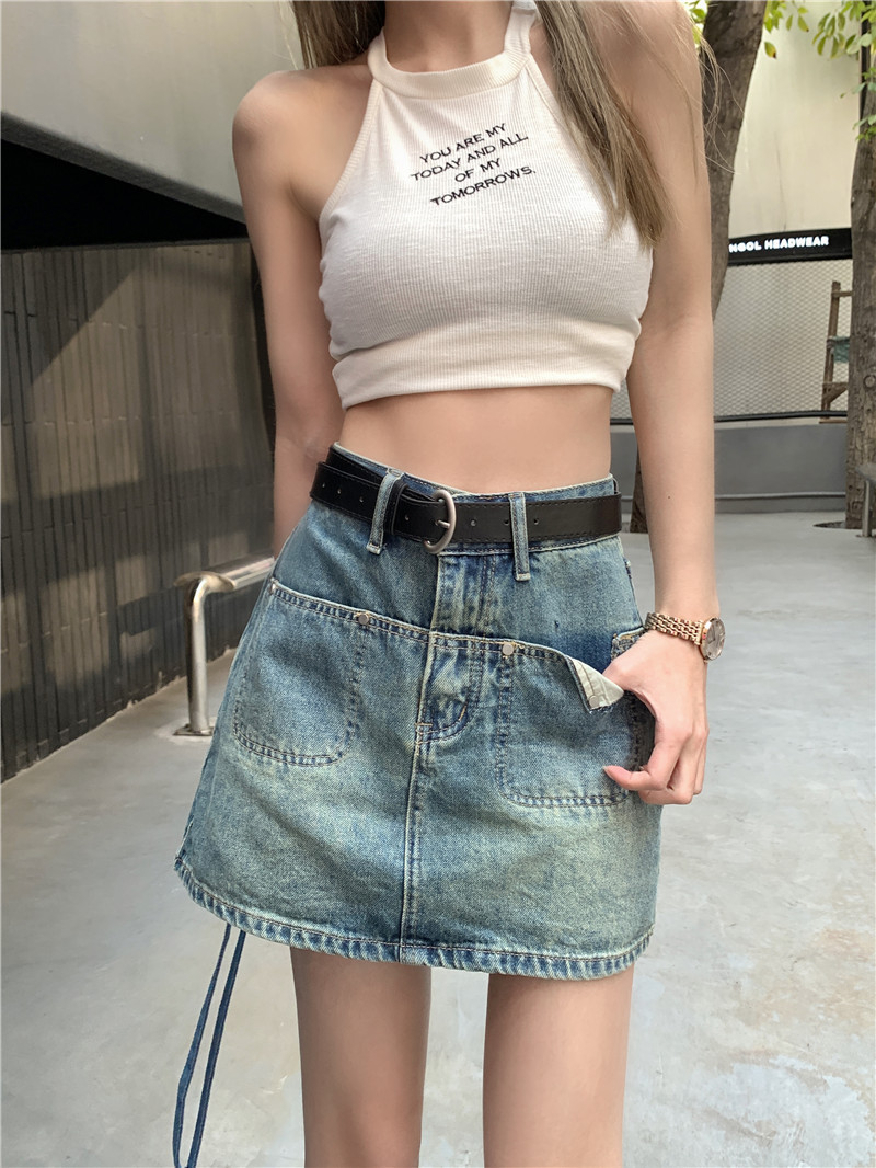 Denim blue skirt