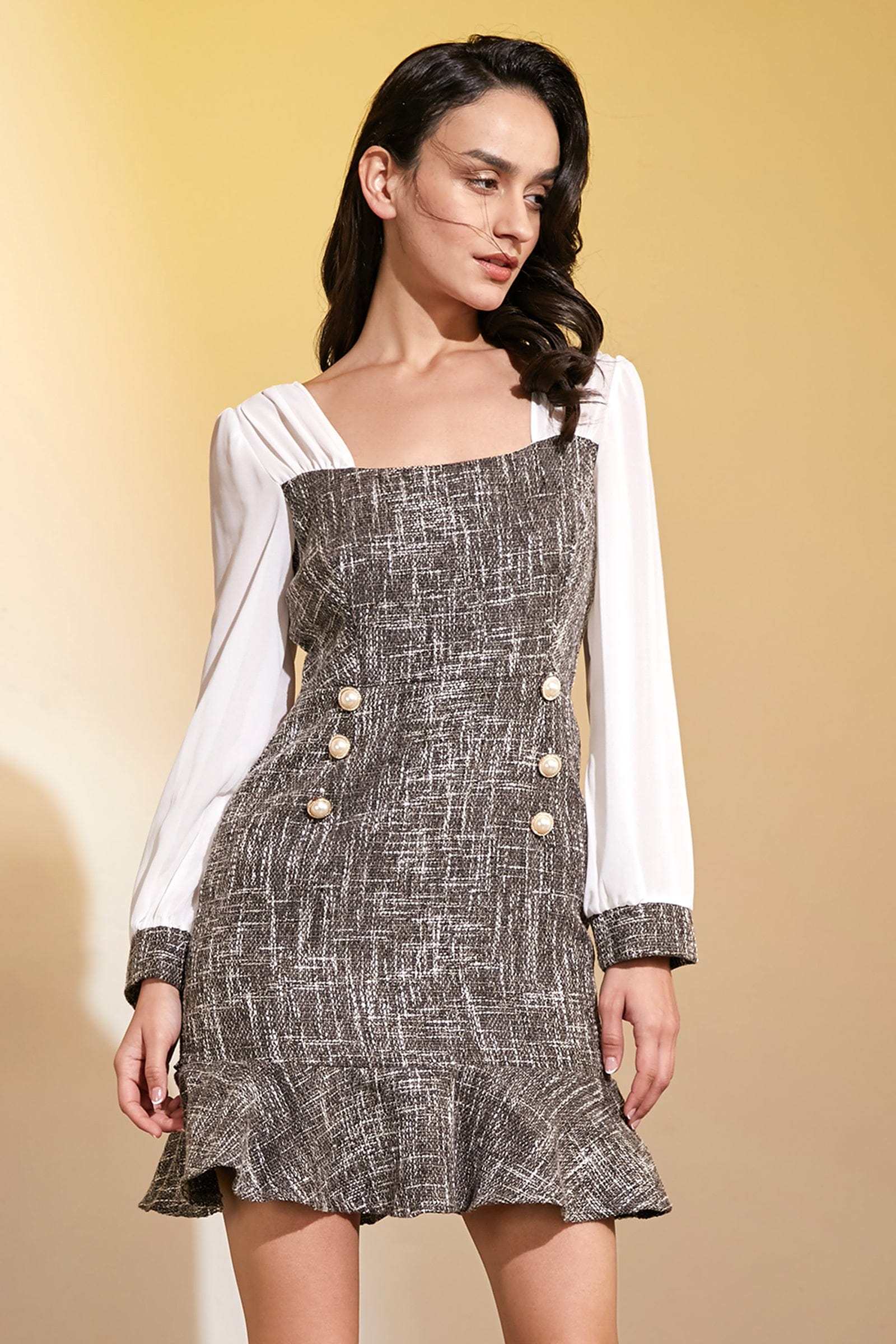 Dim Grey Mermaid Hem Mini Dress