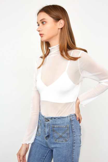 Alessi White Semi-Sheer Blouse