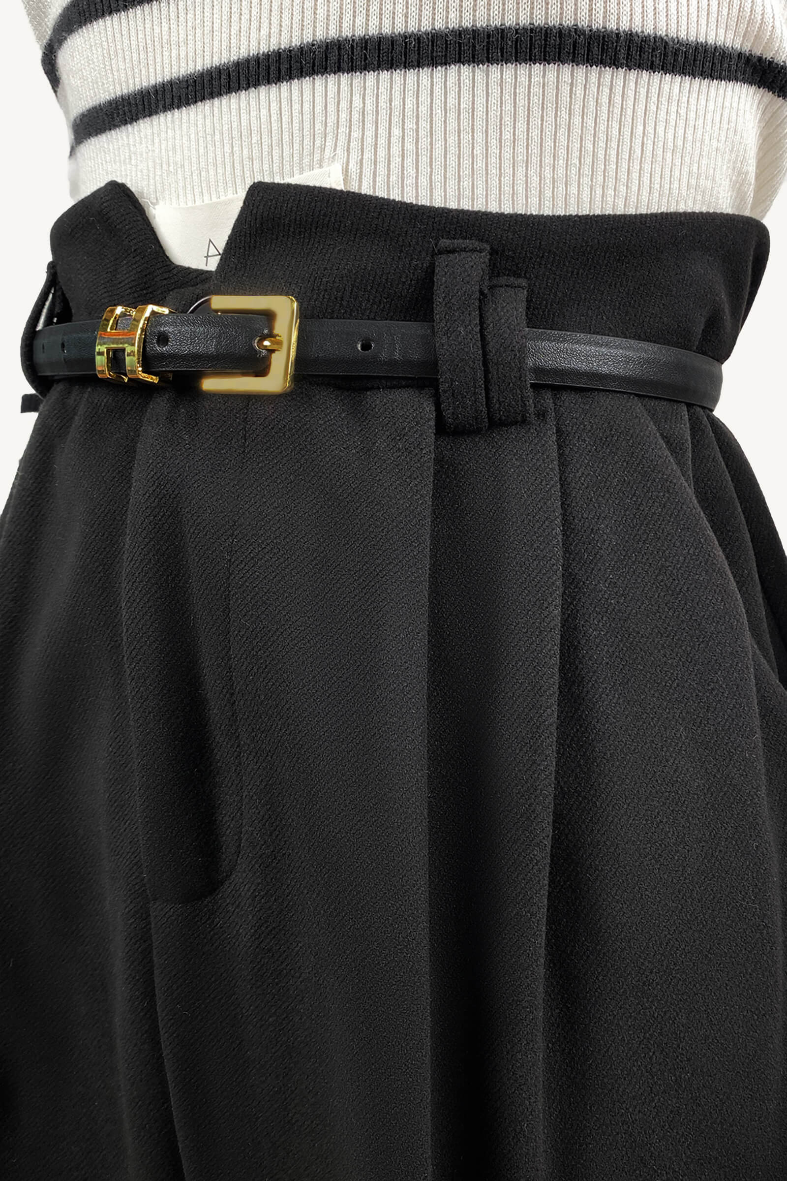 Black Belted Tapered Work Pants