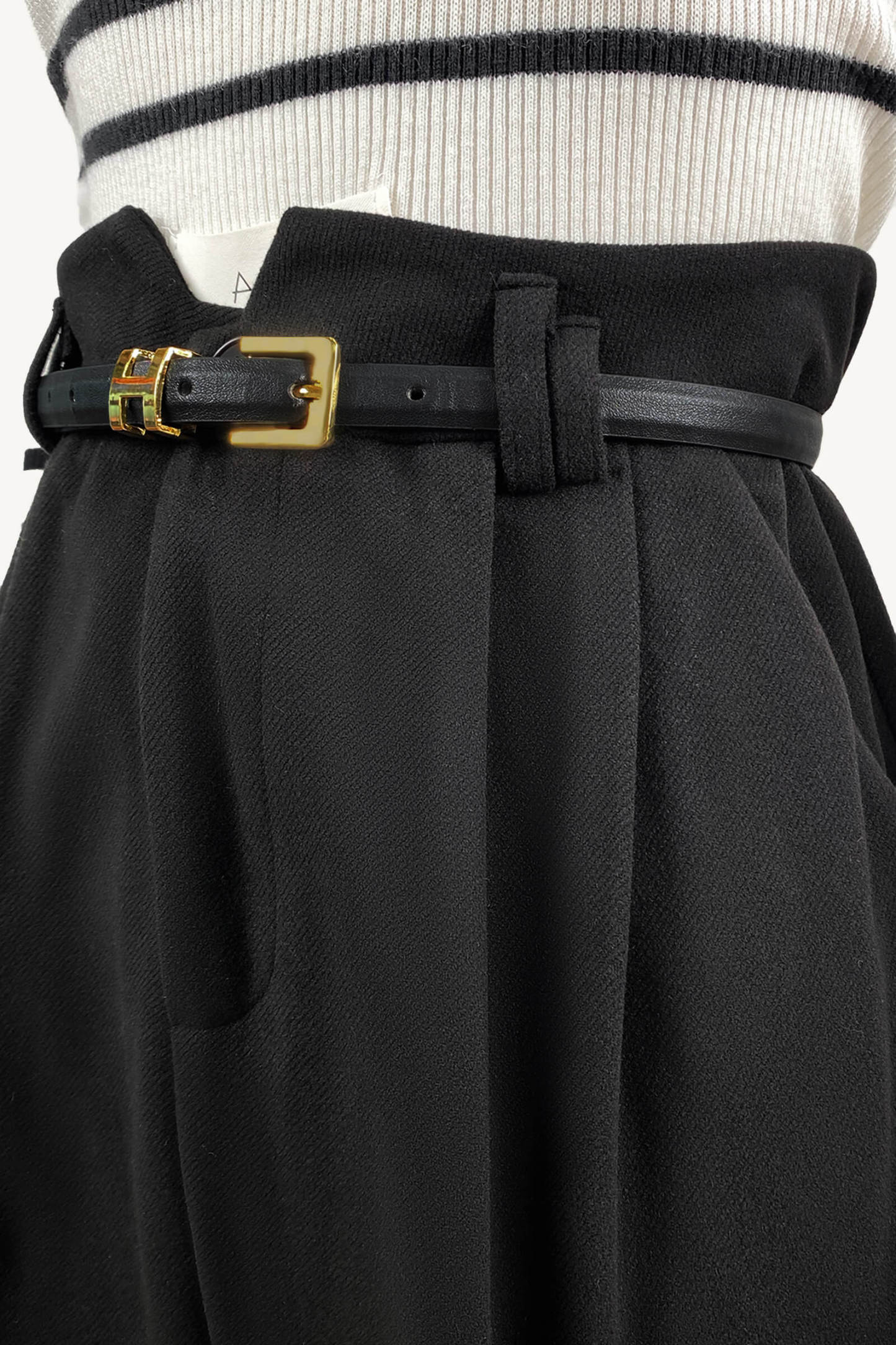Black Belted Tapered Work Pants