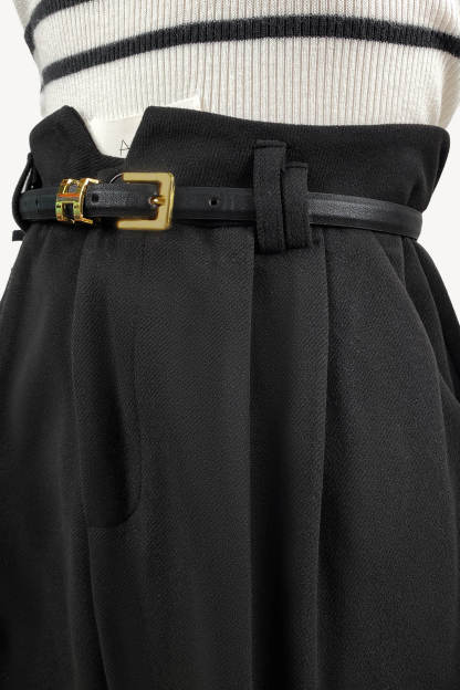 Black Belted Tapered Work Pants