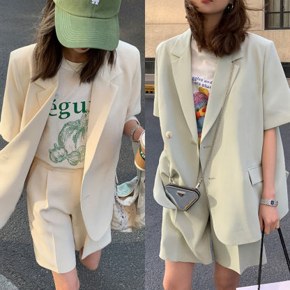 Beige Collarless Blazer