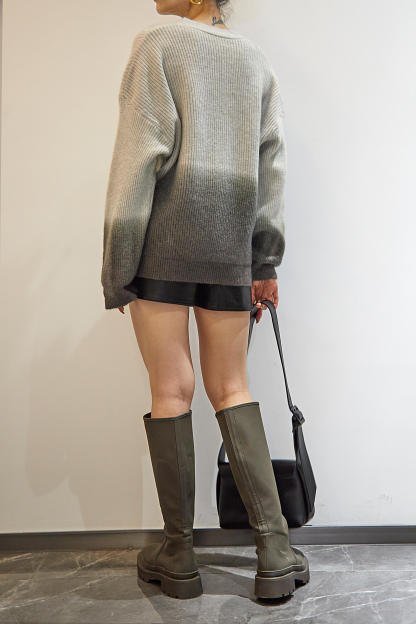 Grey Two-Tone Knit Sweater
