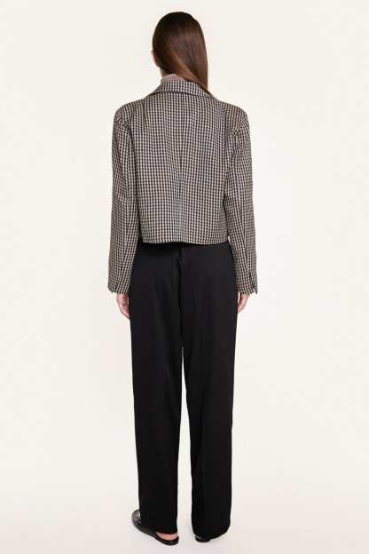 Sienna Double-Breasted Houndstooth Cropped Blazer