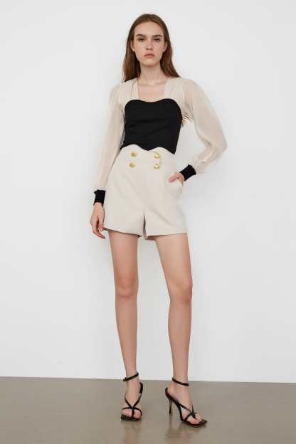 Nechama Beige Nautical Short Pants