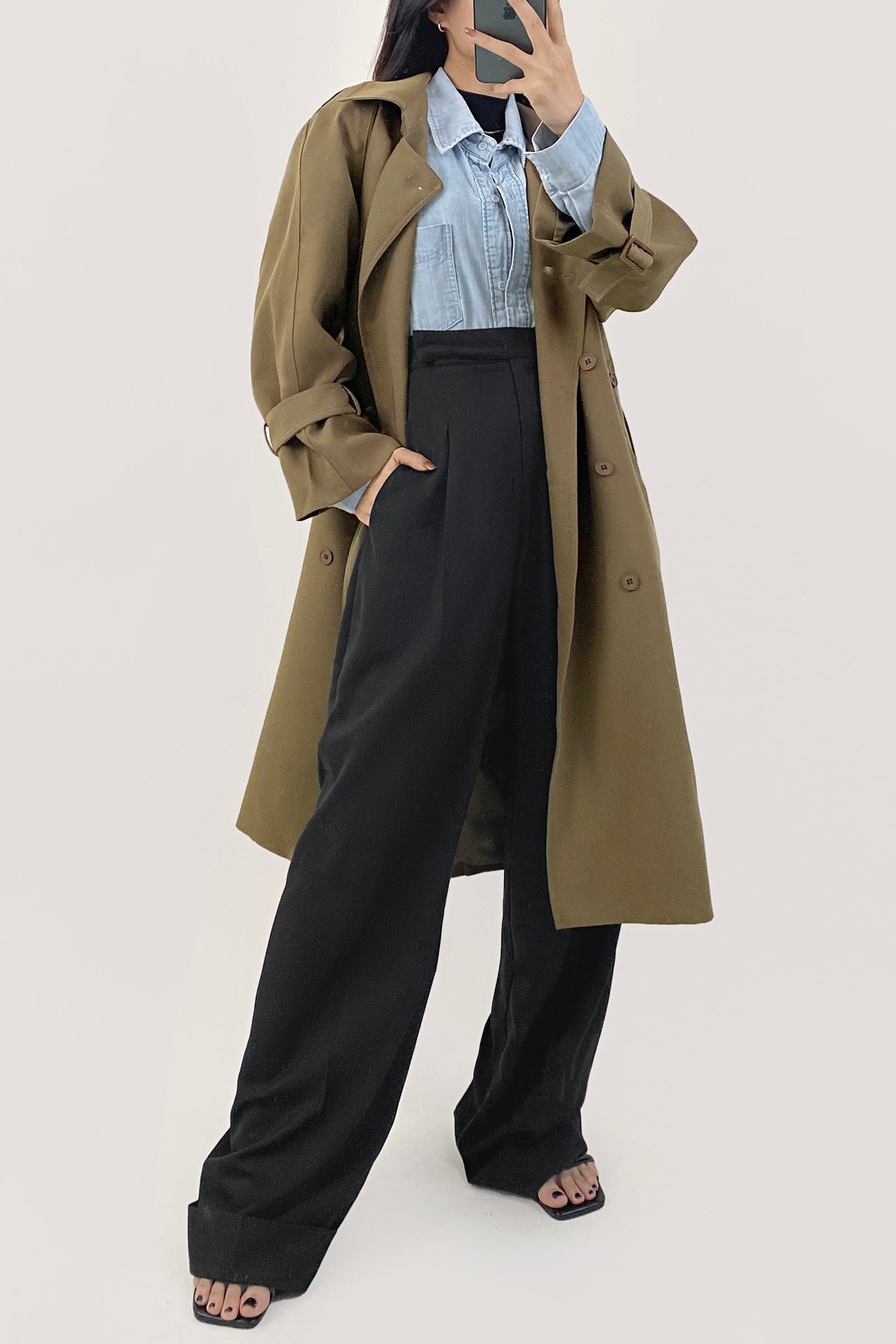 Sienna Belted Double-Breasted Trench Coat-J.ING