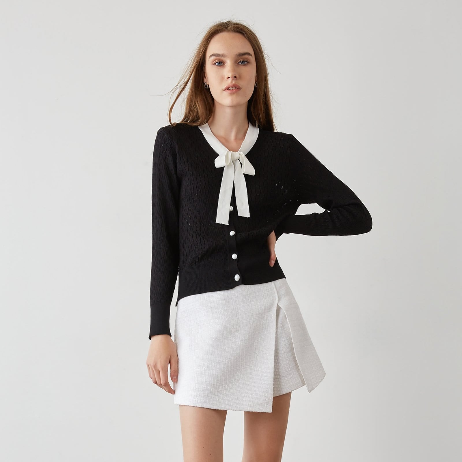 Ashtyn Black Contrast Cardigan