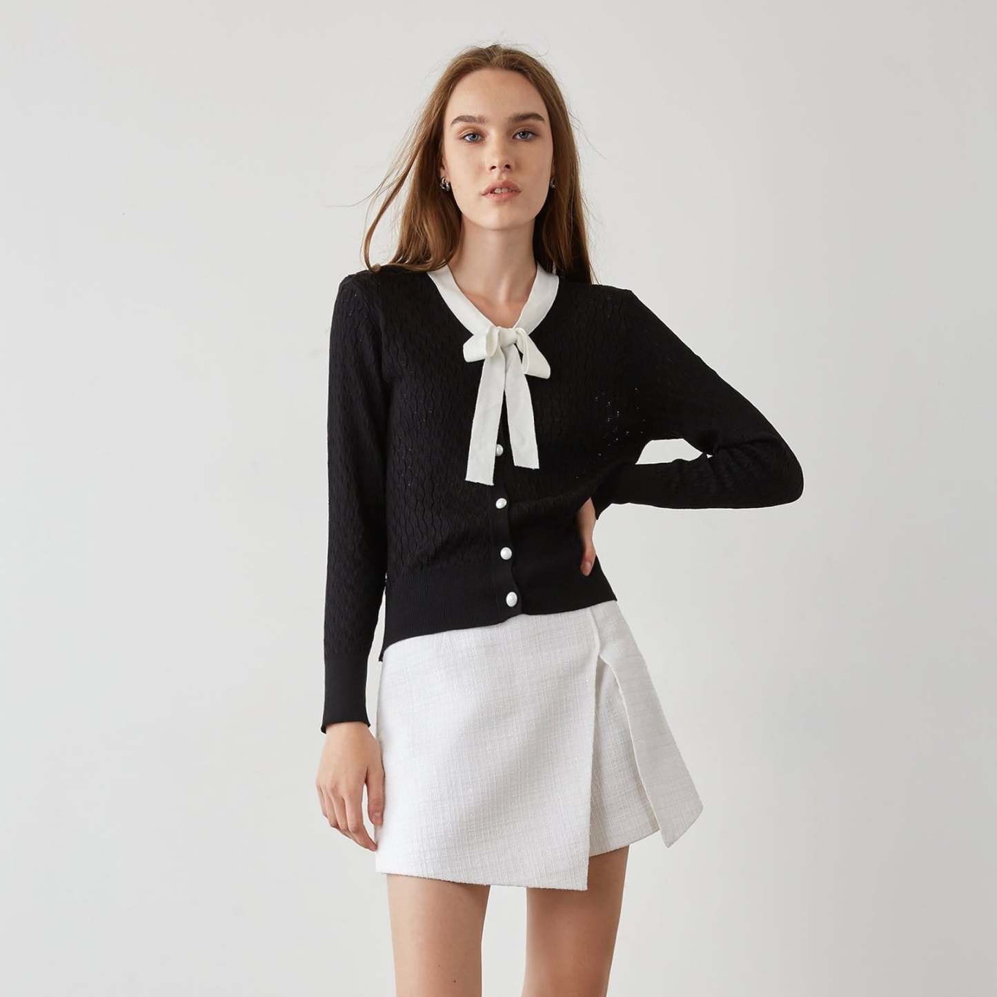 Ashtyn Black Contrast Cardigan
