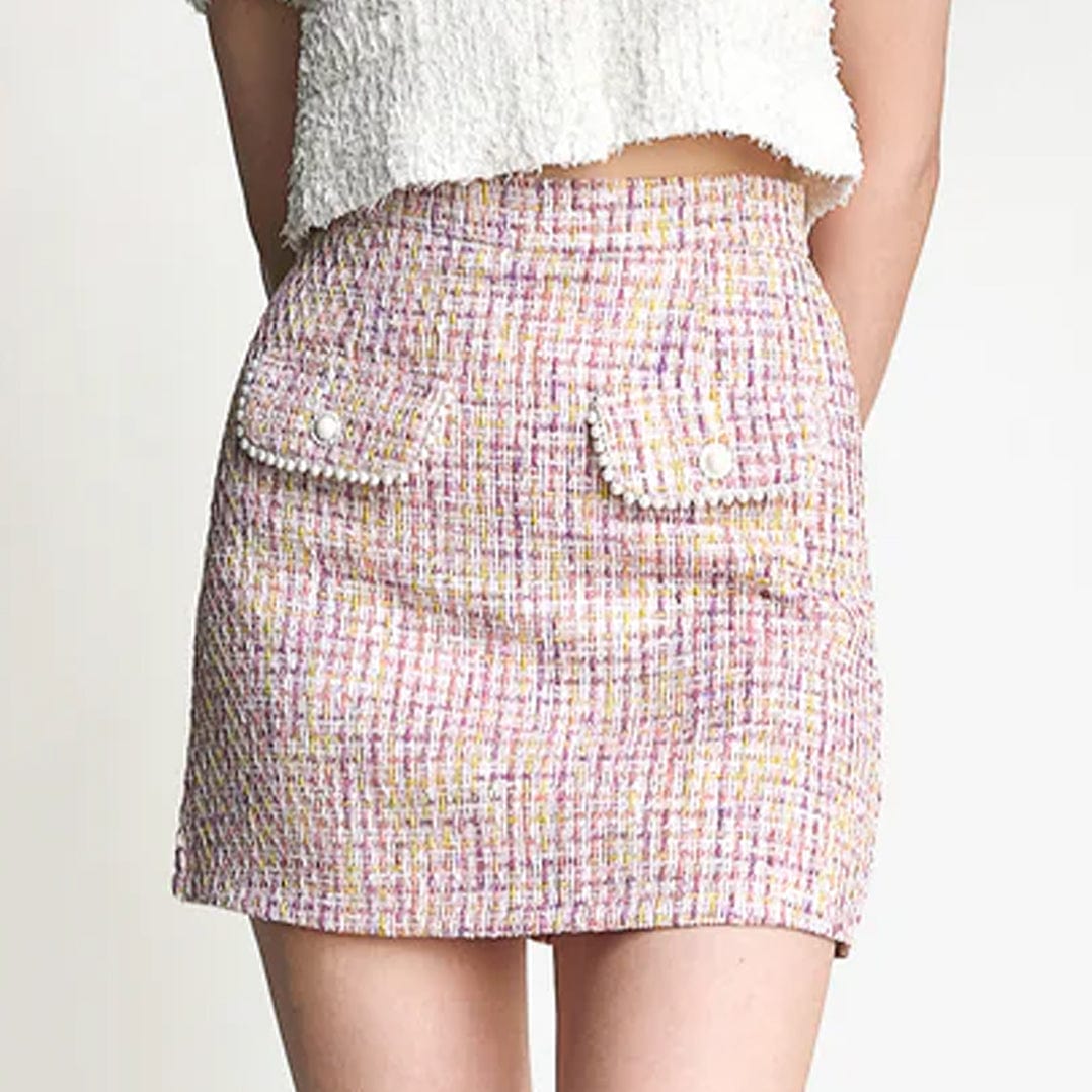 Pink Fake Pocket Skirt