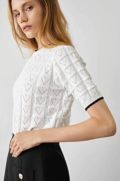 Cayden White Contrast Sweater
