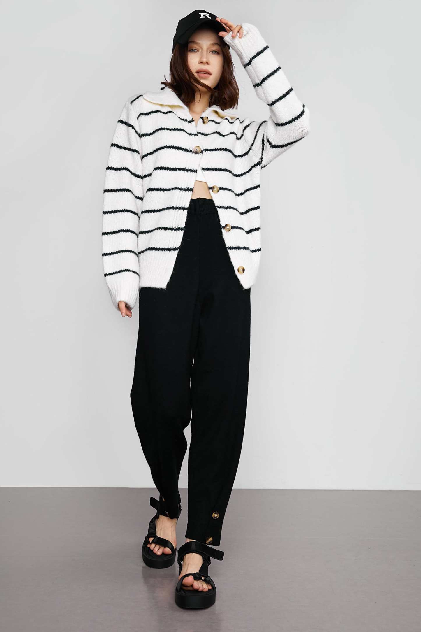 Darell White Pinstrip Cardigan