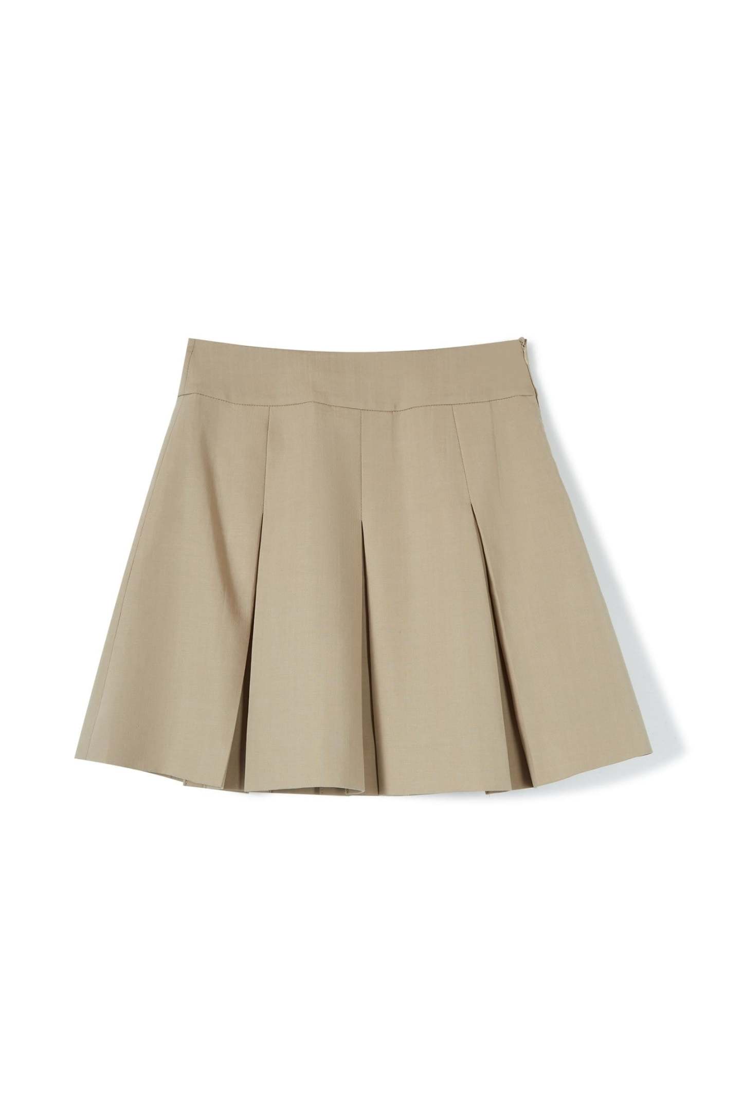 Khaki Fold Mini Skirt